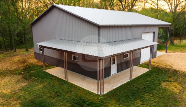 40x56 Barn Building with Wraparound Porch