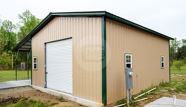 24x31 Metal Garage with 12x31 Lean-To